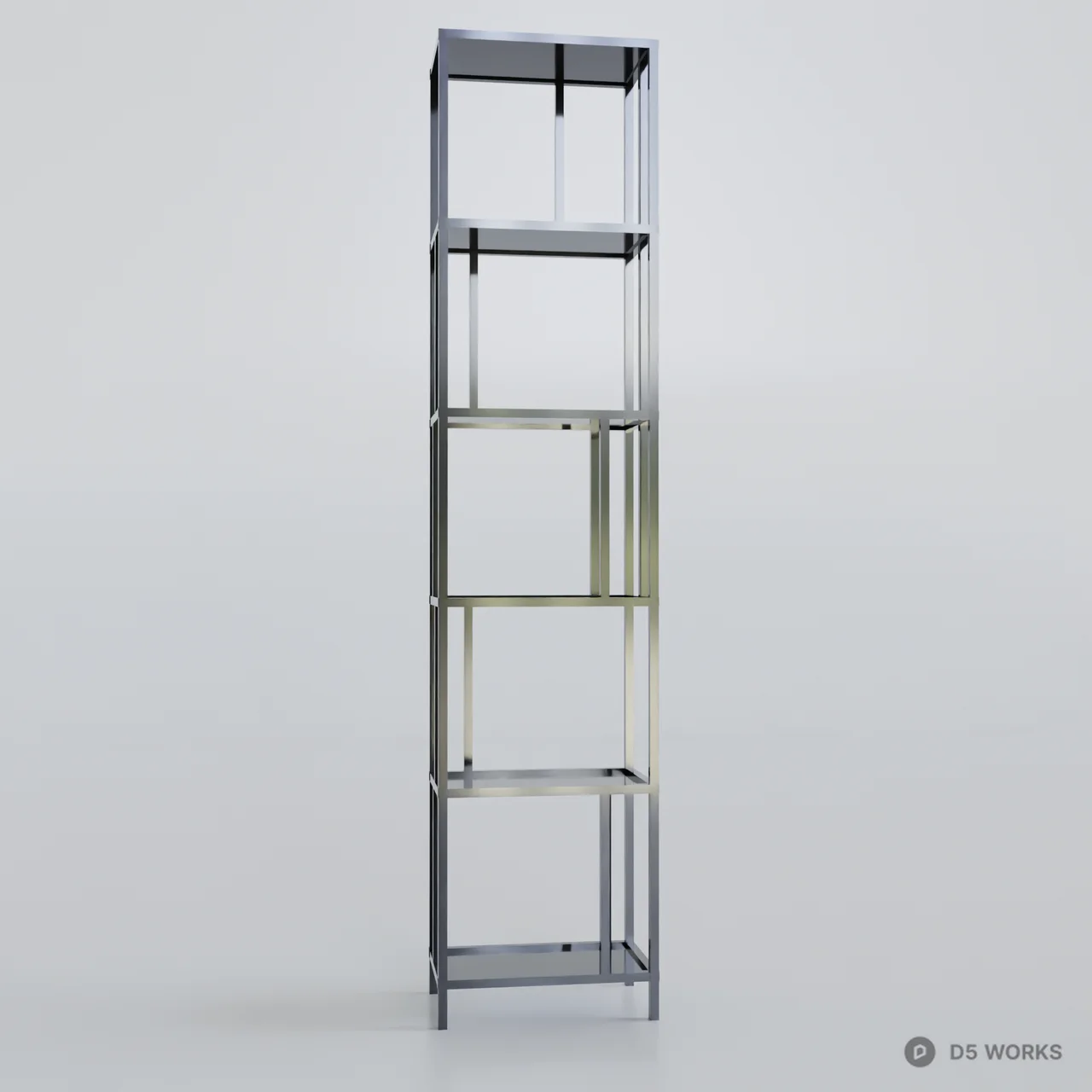 Minimalist Metal Frame Display Shelf 3d model thumbnail 2