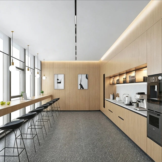 Modern Minimalist Office Pantry and Bar Area 3d model
