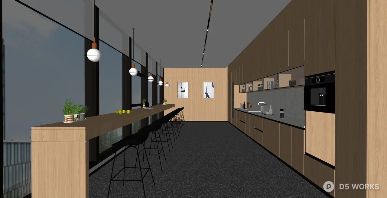 Modern Minimalist Office Pantry and Bar Area 3d model thumbnail 2