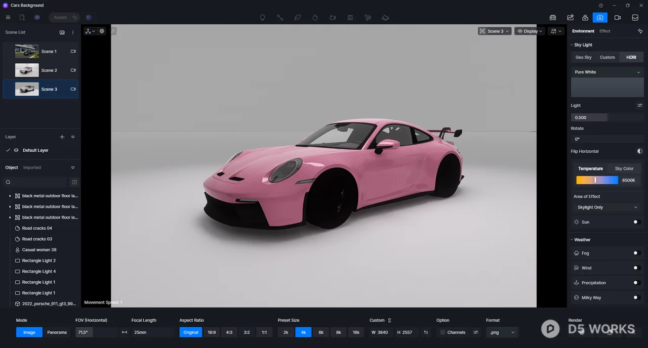Pink Sports Car 3d model thumbnail 2