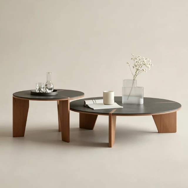 Minimalist Round Nesting Coffee Table Set 3d model