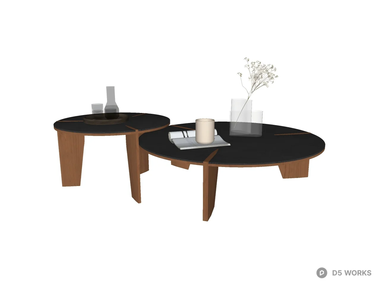 Minimalist Round Nesting Coffee Table Set 3d model thumbnail 2
