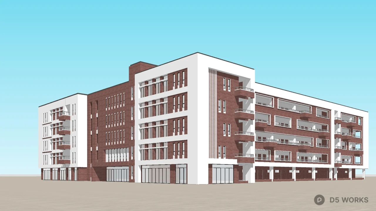 Multi Story Residential Building 3d model - Image 1