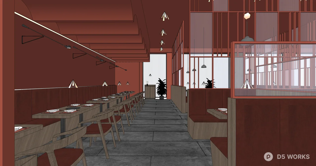 Modern Hotpot Restaurant Interior 3d model thumbnail 4