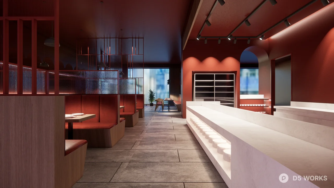Modern Hotpot Restaurant Interior 3d model thumbnail 3