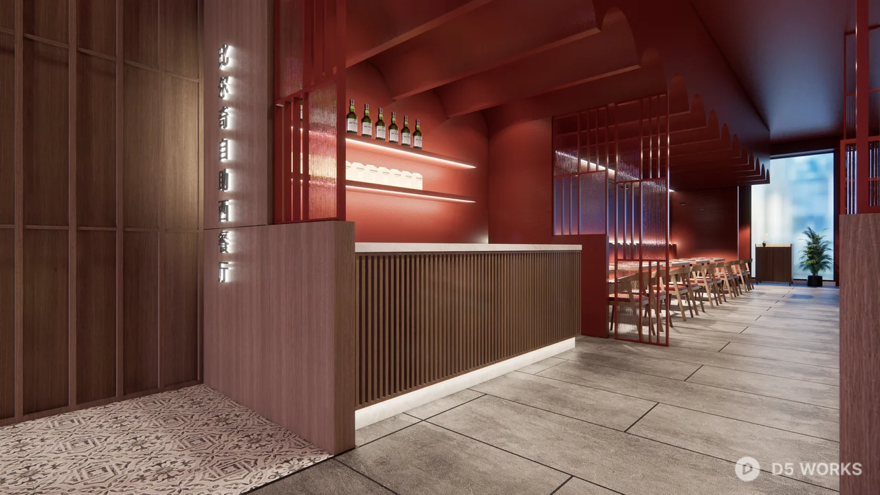 Modern Hotpot Restaurant Interior 3d model thumbnail 2