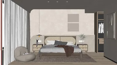 Modern Minimalist Bedroom with Ambient Lighting 3d model
