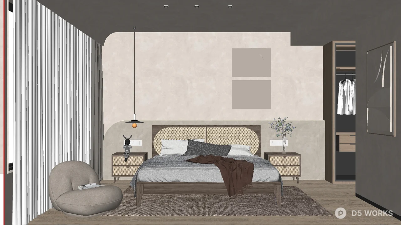 Modern Minimalist Bedroom with Ambient Lighting 3d model - Image 1