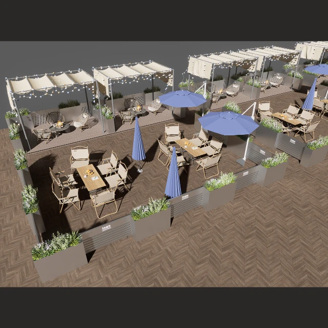 Modern Outdoor Restaurant Patio Furniture Set 3d model