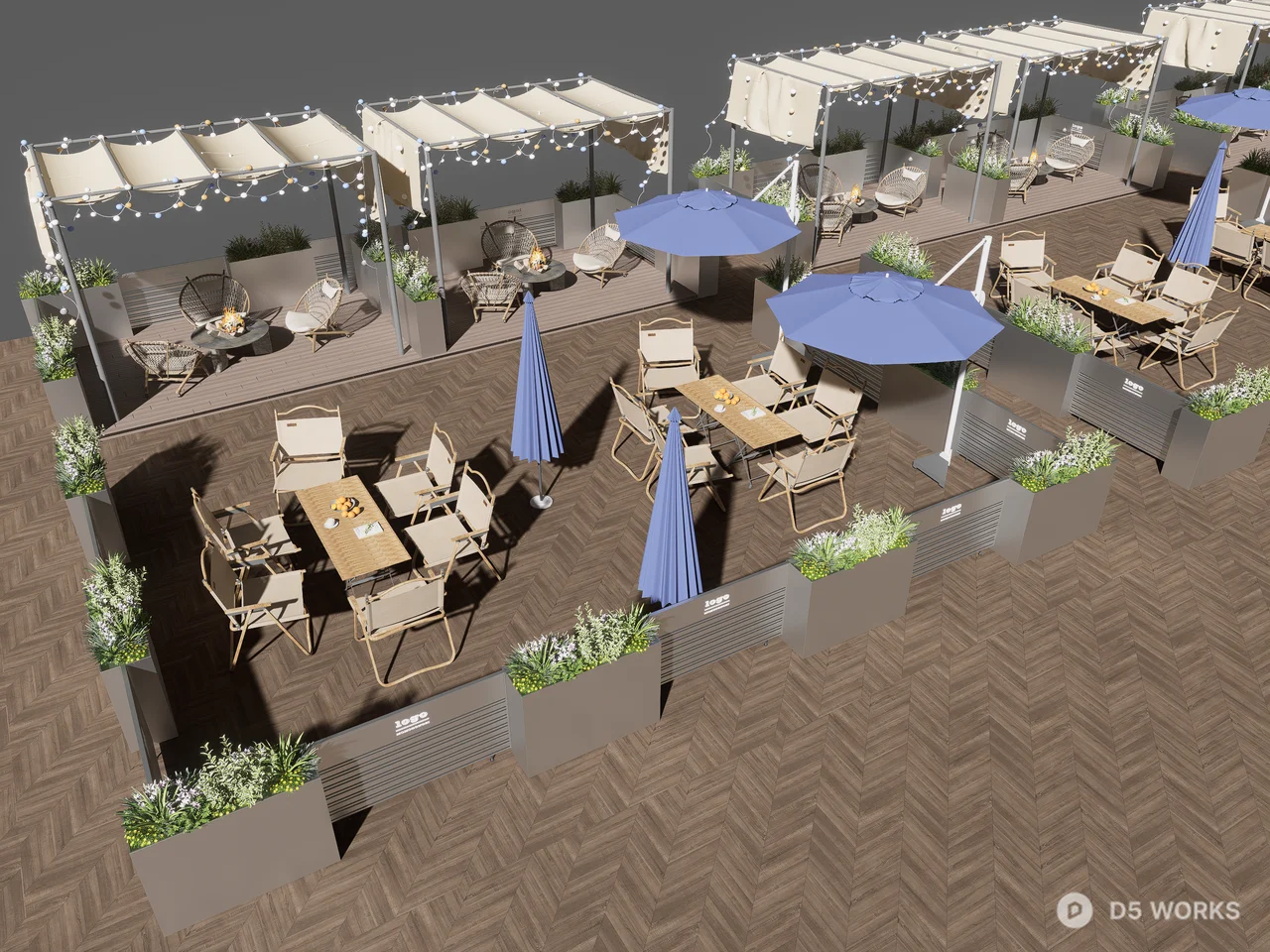 Modern Outdoor Restaurant Patio Furniture Set 3d model - Image 1