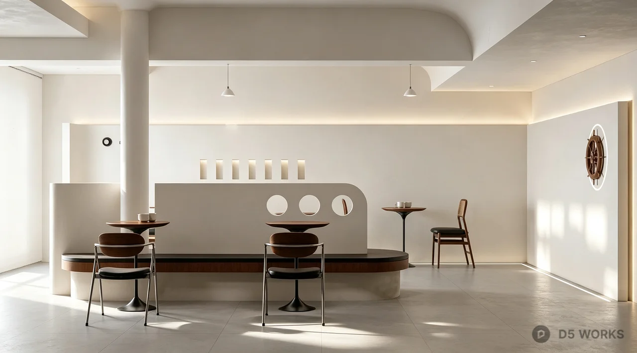 Modern Minimalist Cafe Interior Scene 3d model - Image 1