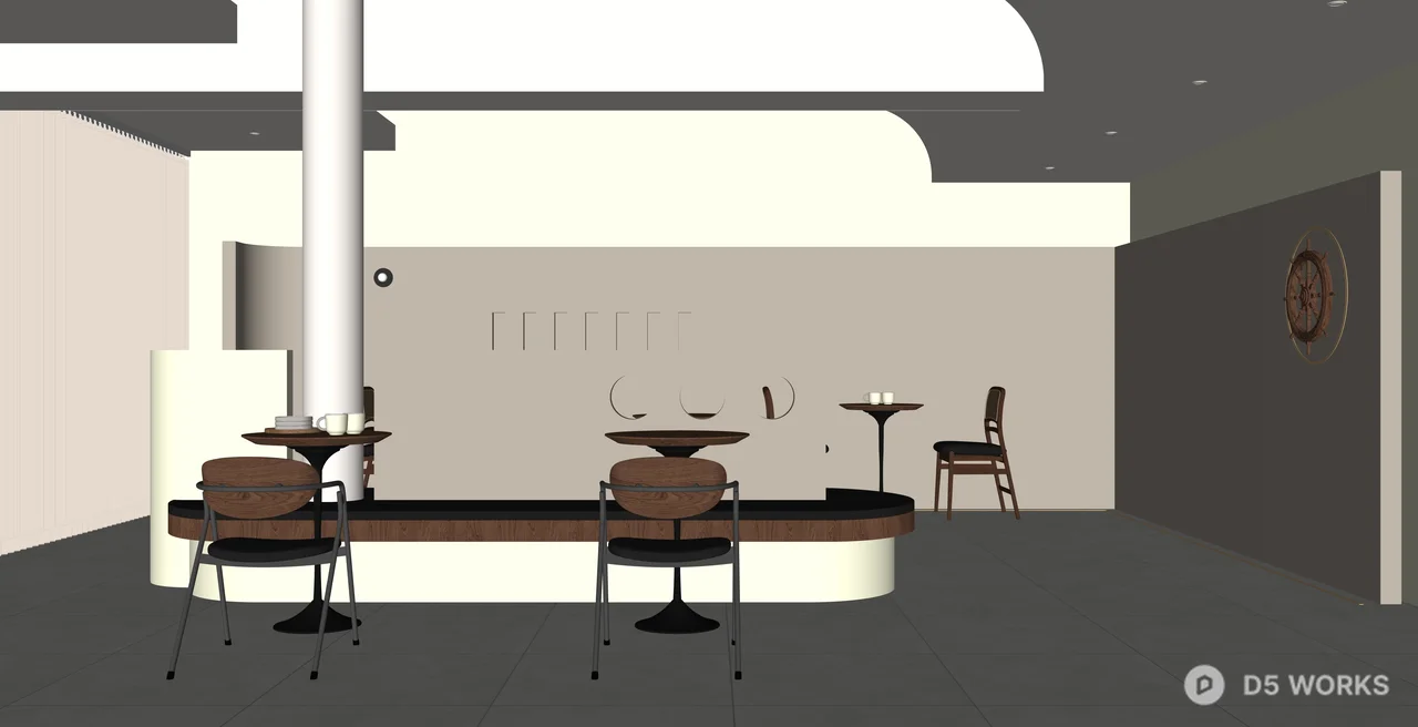 Modern Minimalist Cafe Interior Scene 3d model thumbnail 2