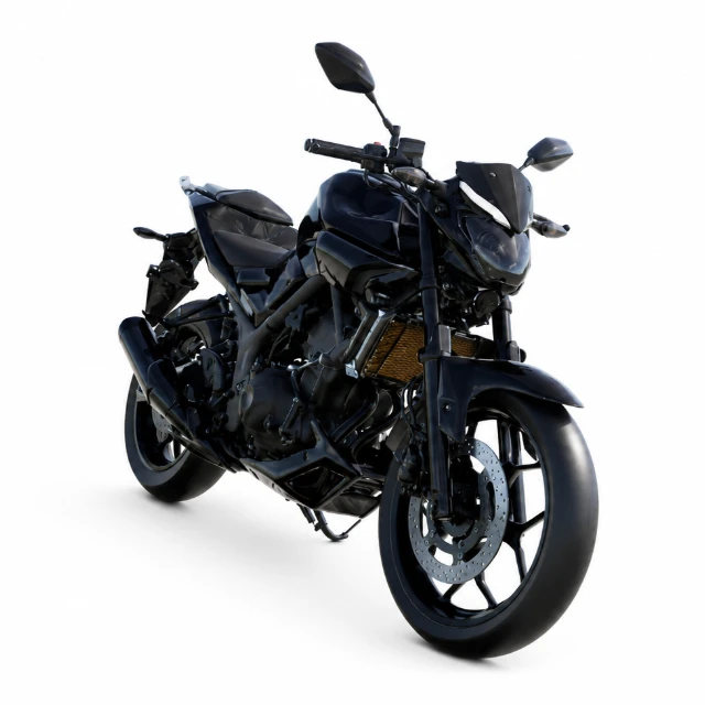 Modern Matte Black Naked Sport Motorcycle 3d model