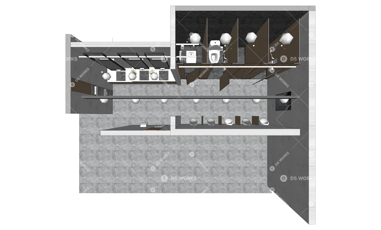 Modern Public Restroom 3d model thumbnail 3