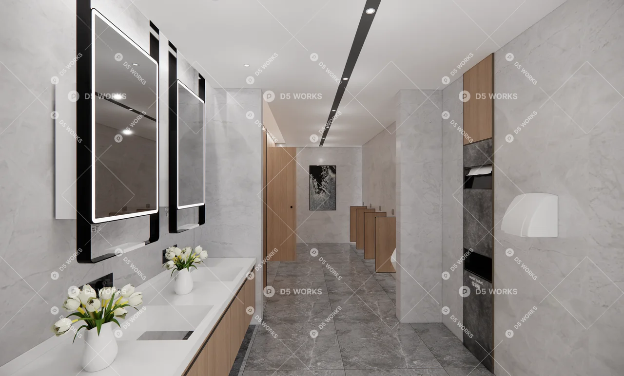 Modern Public Restroom 3d model thumbnail 2