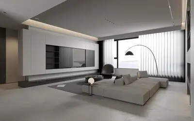 Minimalist Living Room with Integrated Media Wall 3d model