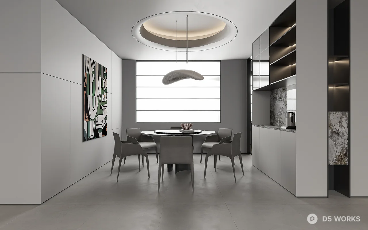 Minimalist Living Room with Integrated Media Wall 3d model thumbnail 2