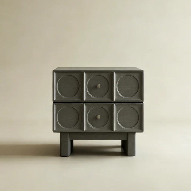 Mid-Century Modern Carved Wood Nightstand 3d model