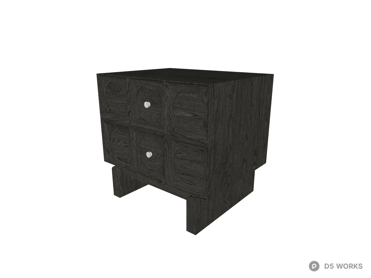 Mid-Century Modern Carved Wood Nightstand 3d model thumbnail 2