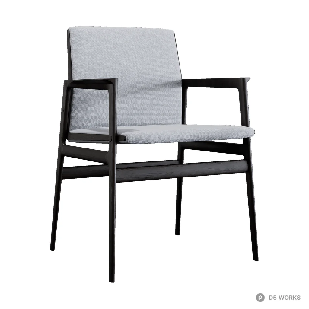 Modern dark gray fabric dining chair 3d model - Image 1