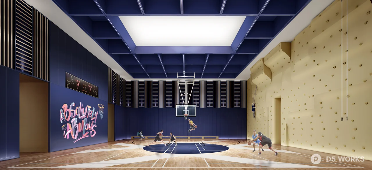 Modern Indoor Basketball Court 3d model - Image 1