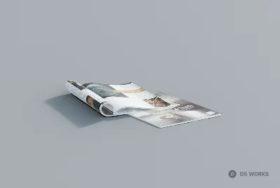 Open Magazine On Gray Background 3d model - Image 1