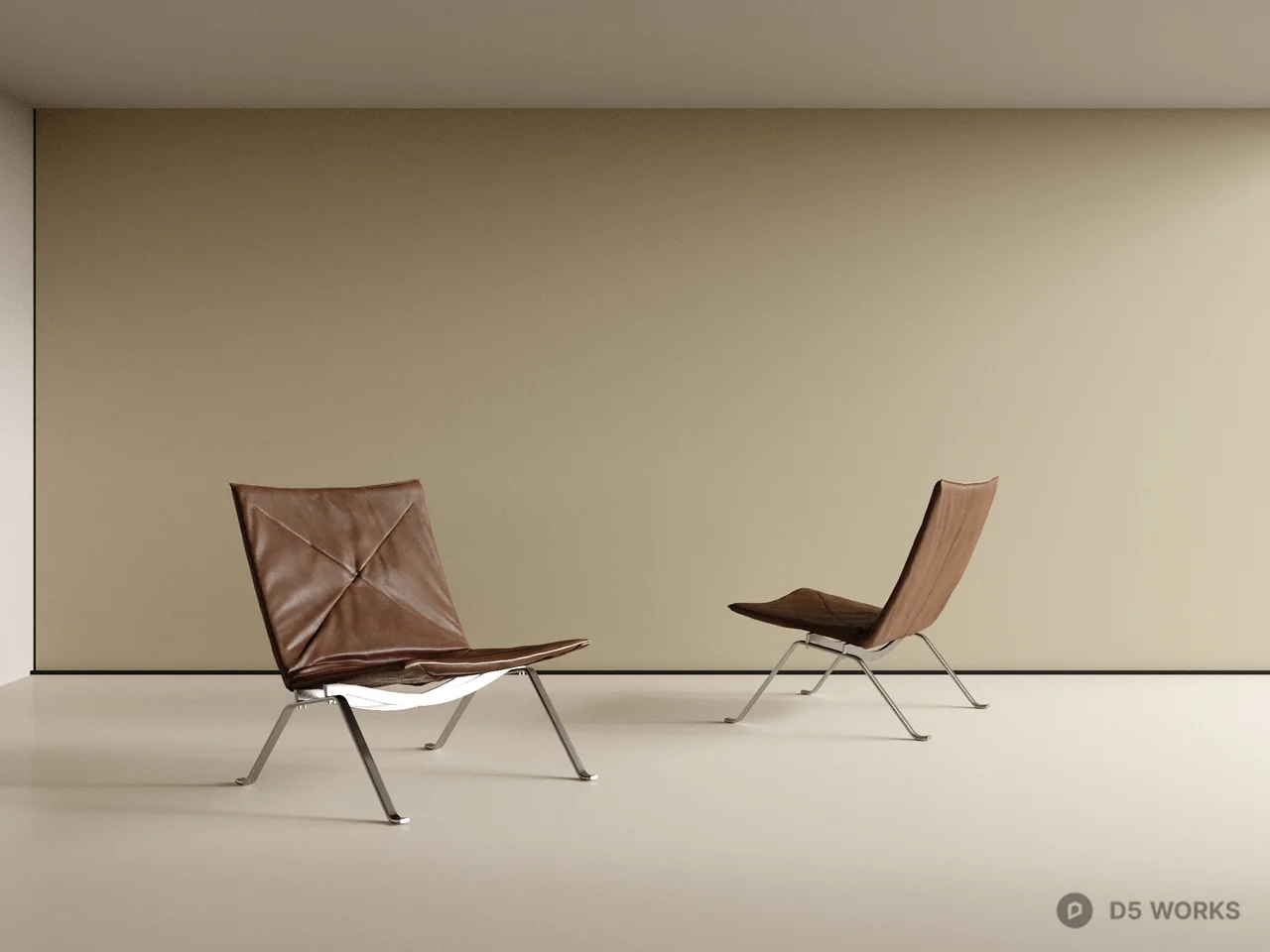 Minimalist Leather Lounge Chair 3d model - Image 1