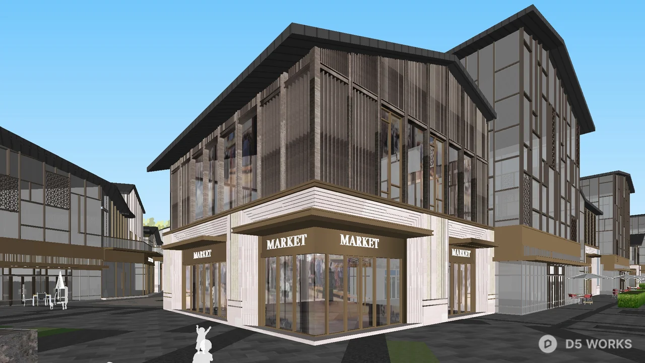 Free Modern Commercial Pedestrian Street With Market Buildings 3D Model ...