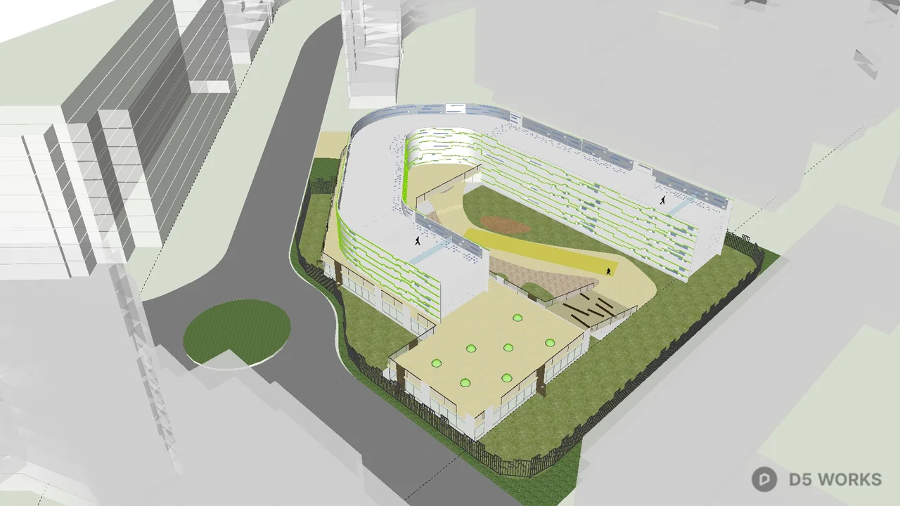 Modern Kindergarten Building With Courtyard 3d model - Image 1
