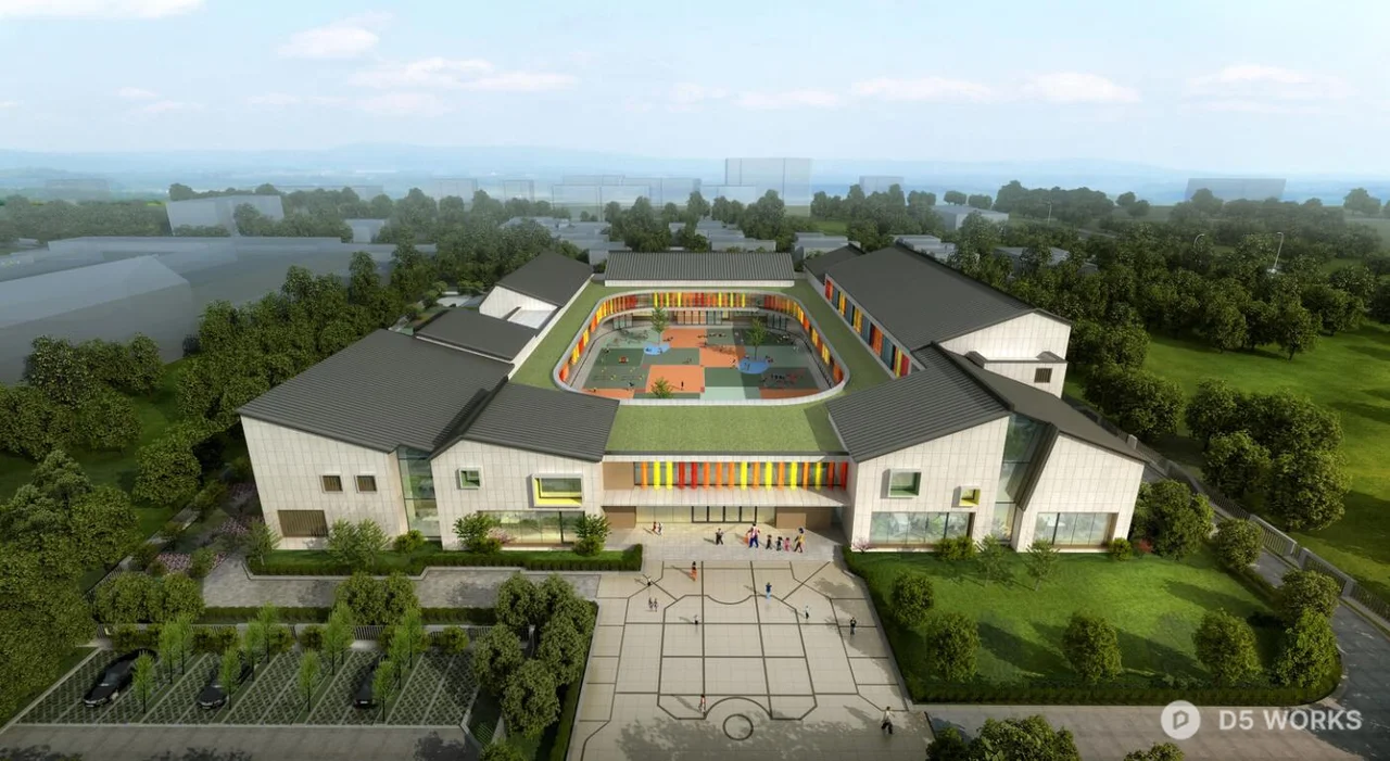 Kindergarten Courtyard Playground 3d model thumbnail 3