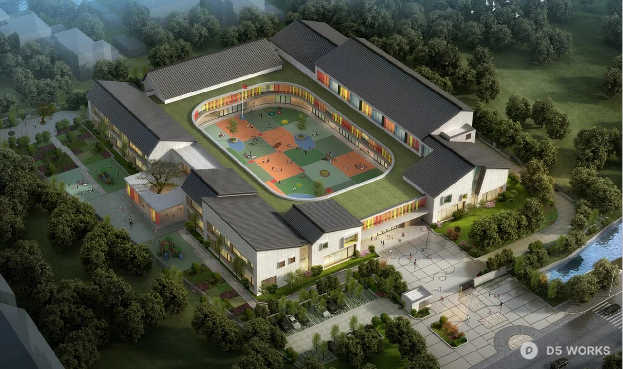 Kindergarten Courtyard Playground 3d model thumbnail 2