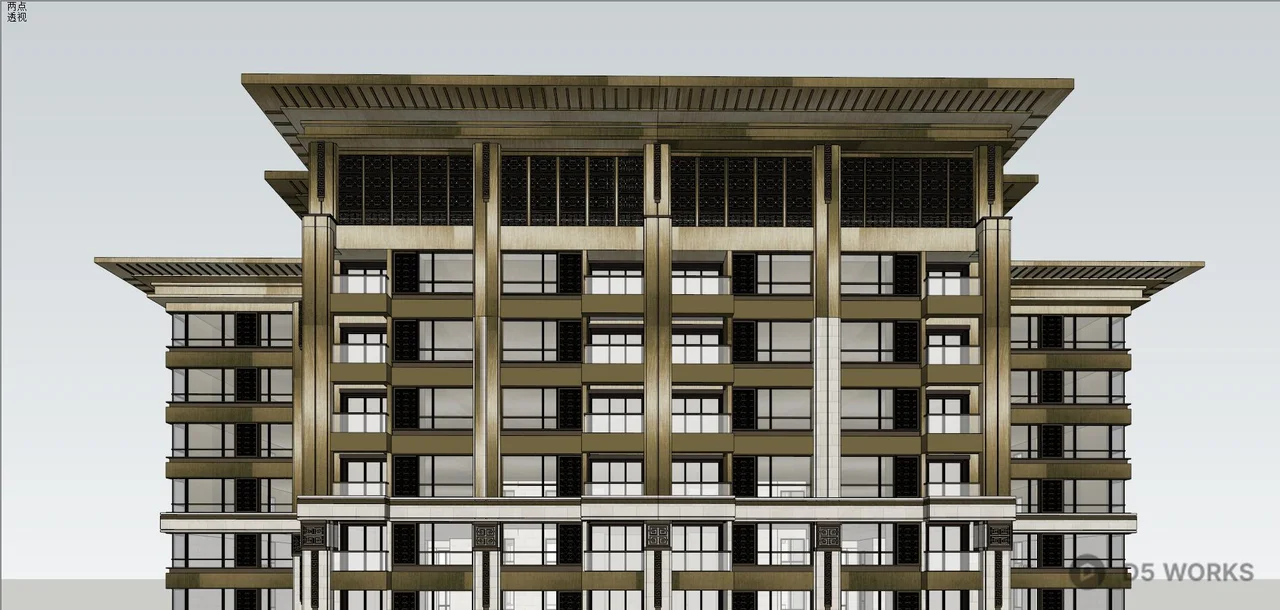 Modern High-Rise Residential Building 3d model thumbnail 5