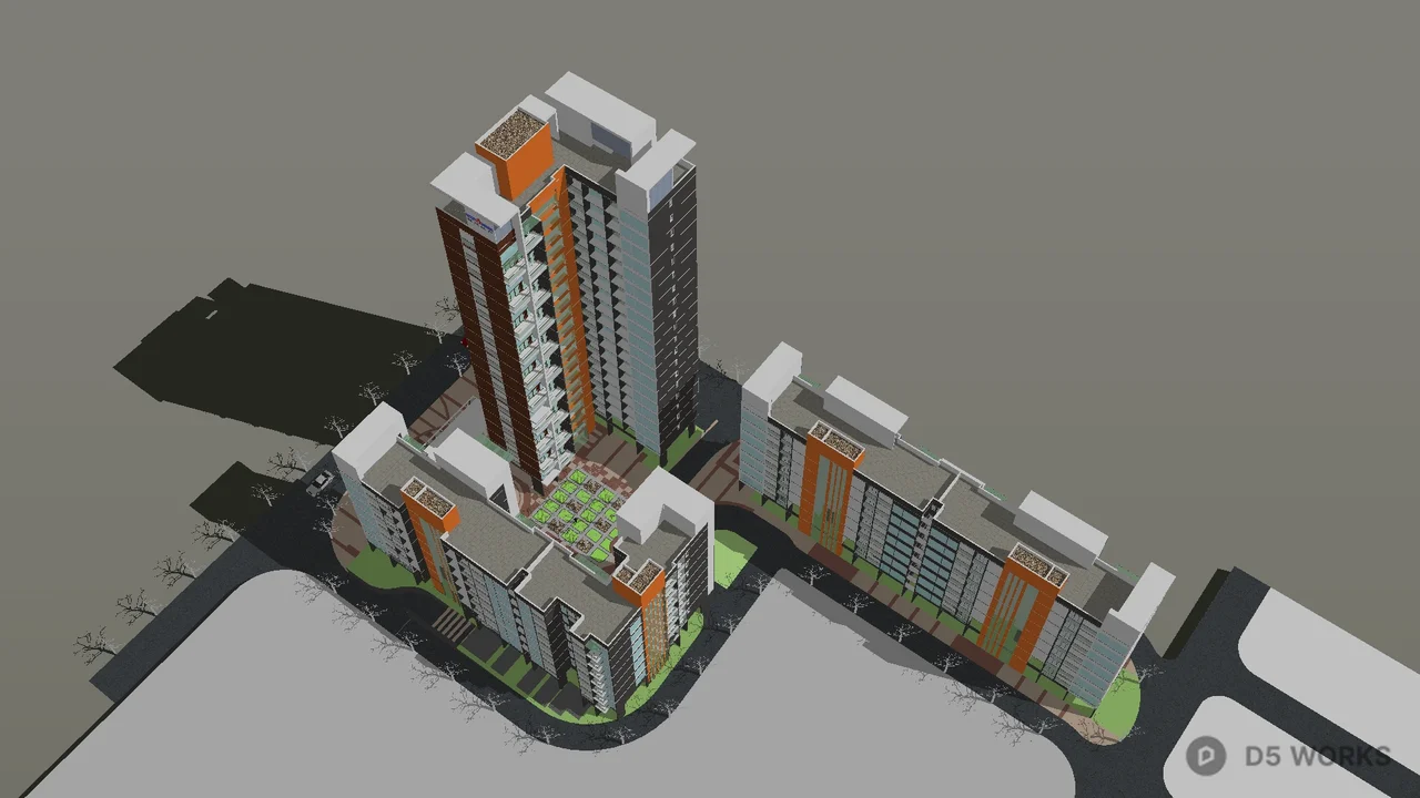 Modern High Rise Residential Building 3d model thumbnail 4