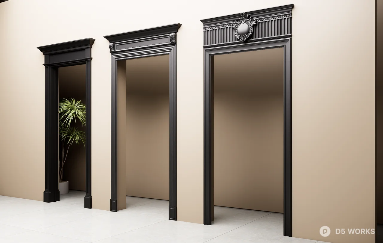 Classic Black Single Door Frame 3d model thumbnail 3