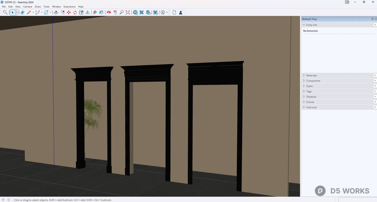 Classic Black Single Door Frame 3d model thumbnail 2
