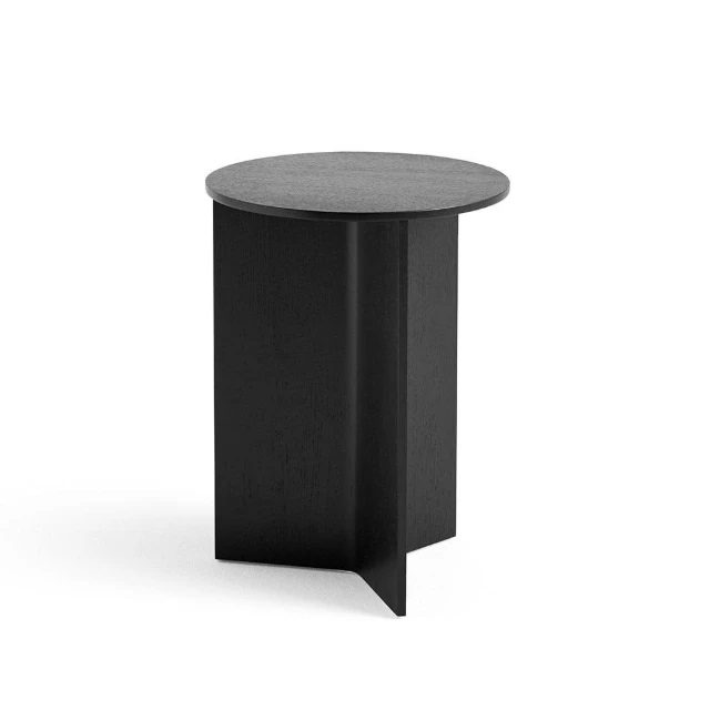 Minimalist Black Oak Round Side Table 3d model