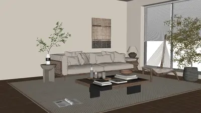 Minimalist Living Room With Neutral Tones 3d model