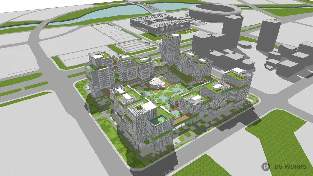 Modern Office Building Complex 3d model thumbnail 3