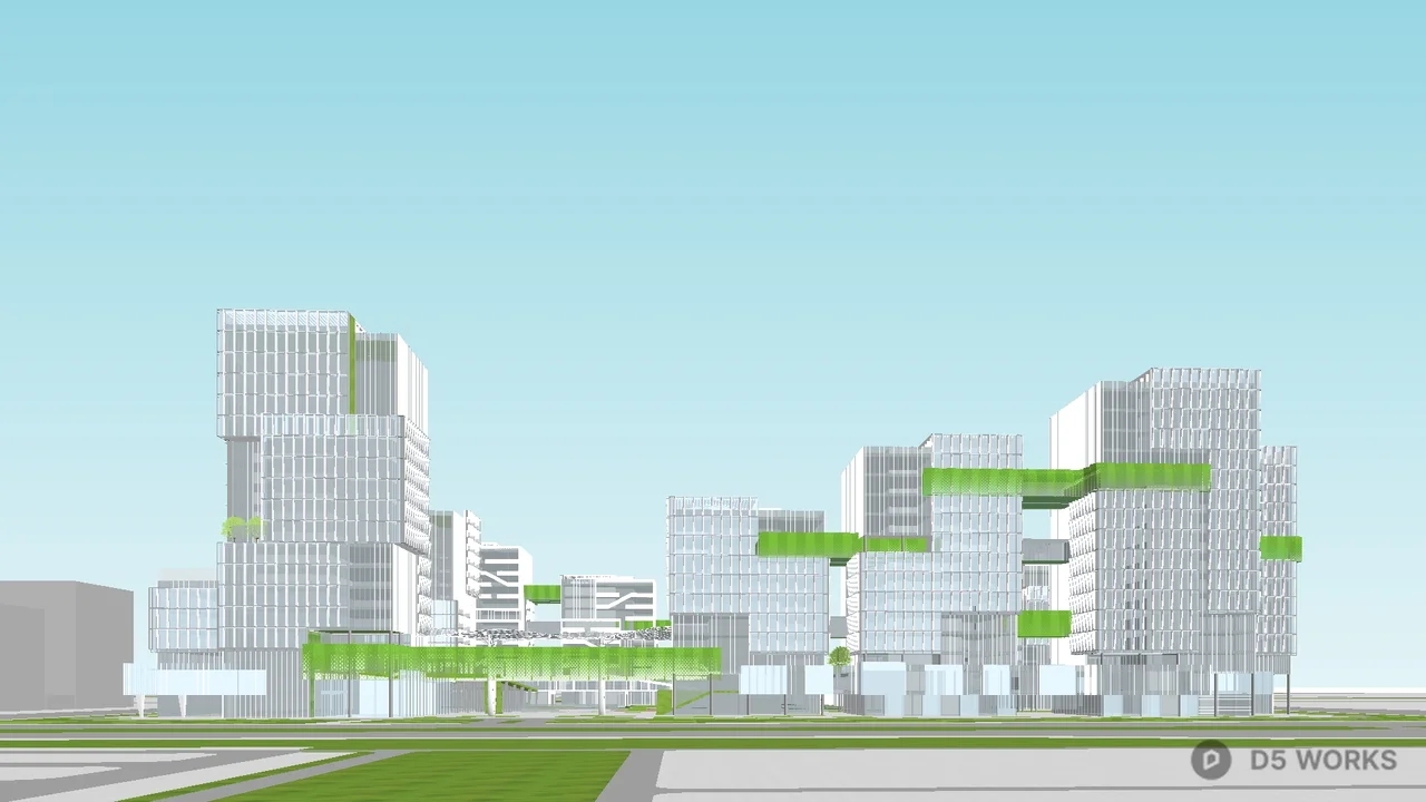 Modern Office Building Complex 3d model thumbnail 4