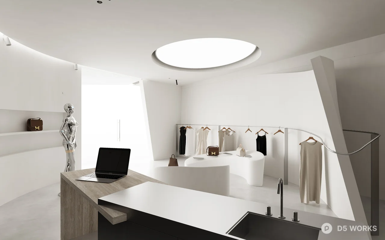 Minimalist Fashion Boutique Interior 3d model thumbnail 2