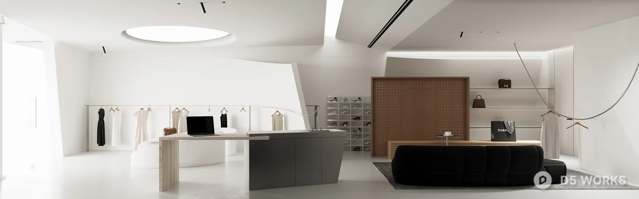 Minimalist Fashion Boutique Interior 3d model - Image 1