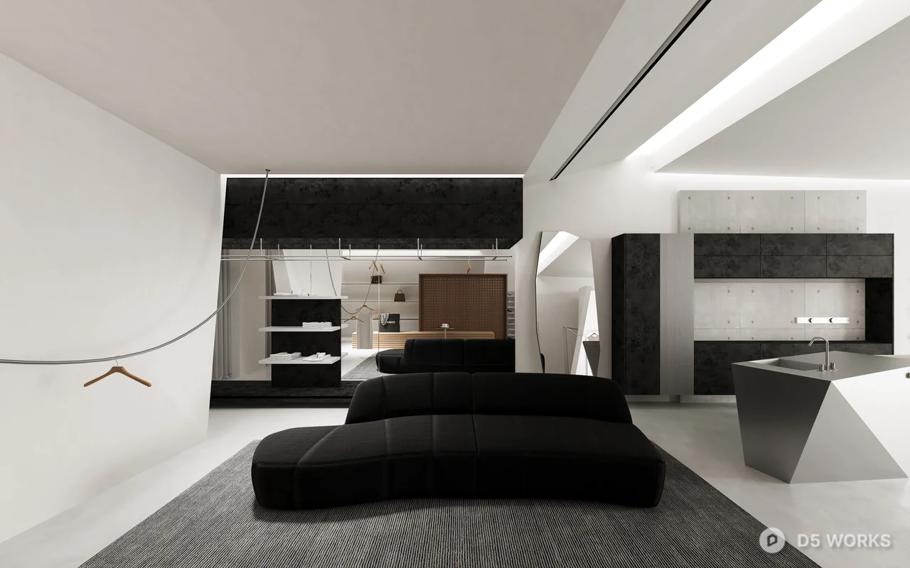Minimalist Fashion Boutique Interior 3d model thumbnail 7
