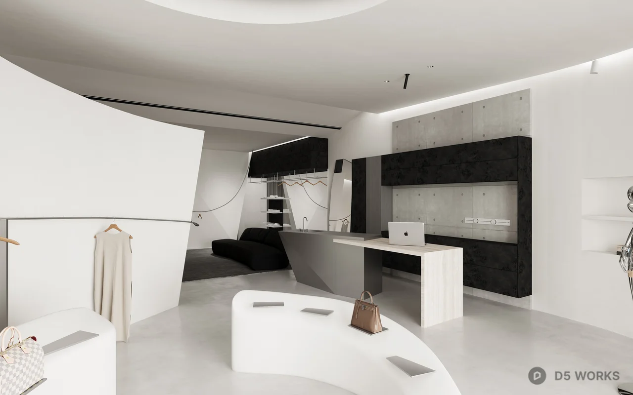 Minimalist Fashion Boutique Interior 3d model thumbnail 3