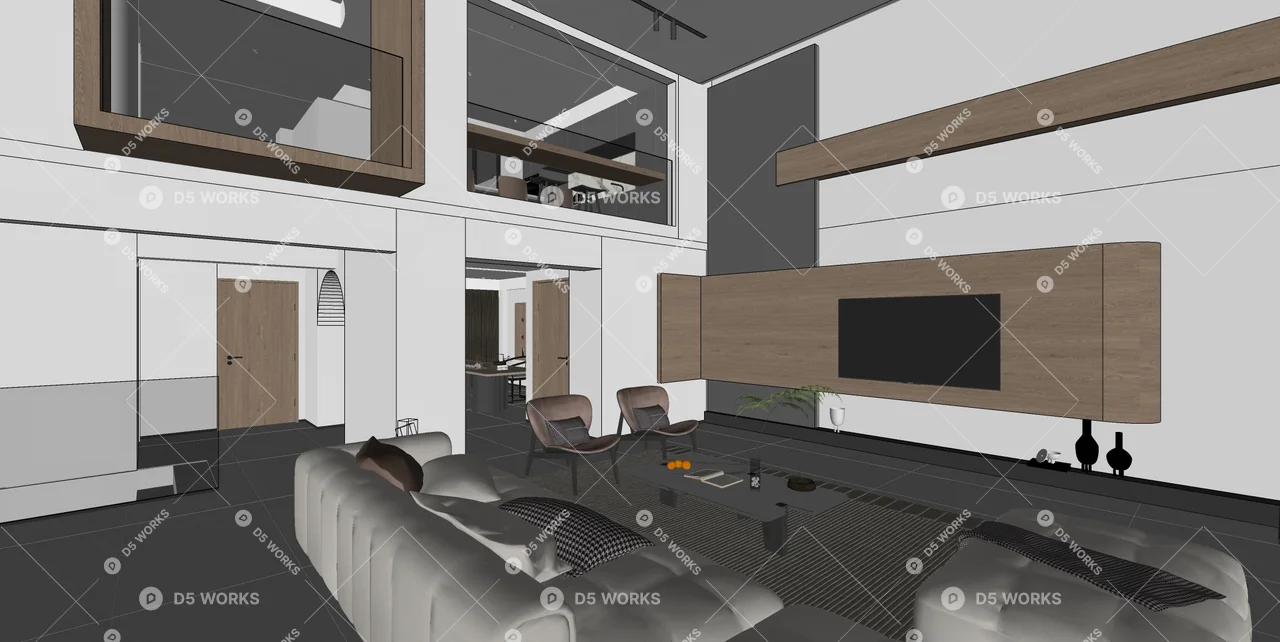 Minimalist Home Dining Space with Integrated Island 3d model thumbnail 4