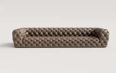 Tufted Leather Three-Seater Sofa 3d model