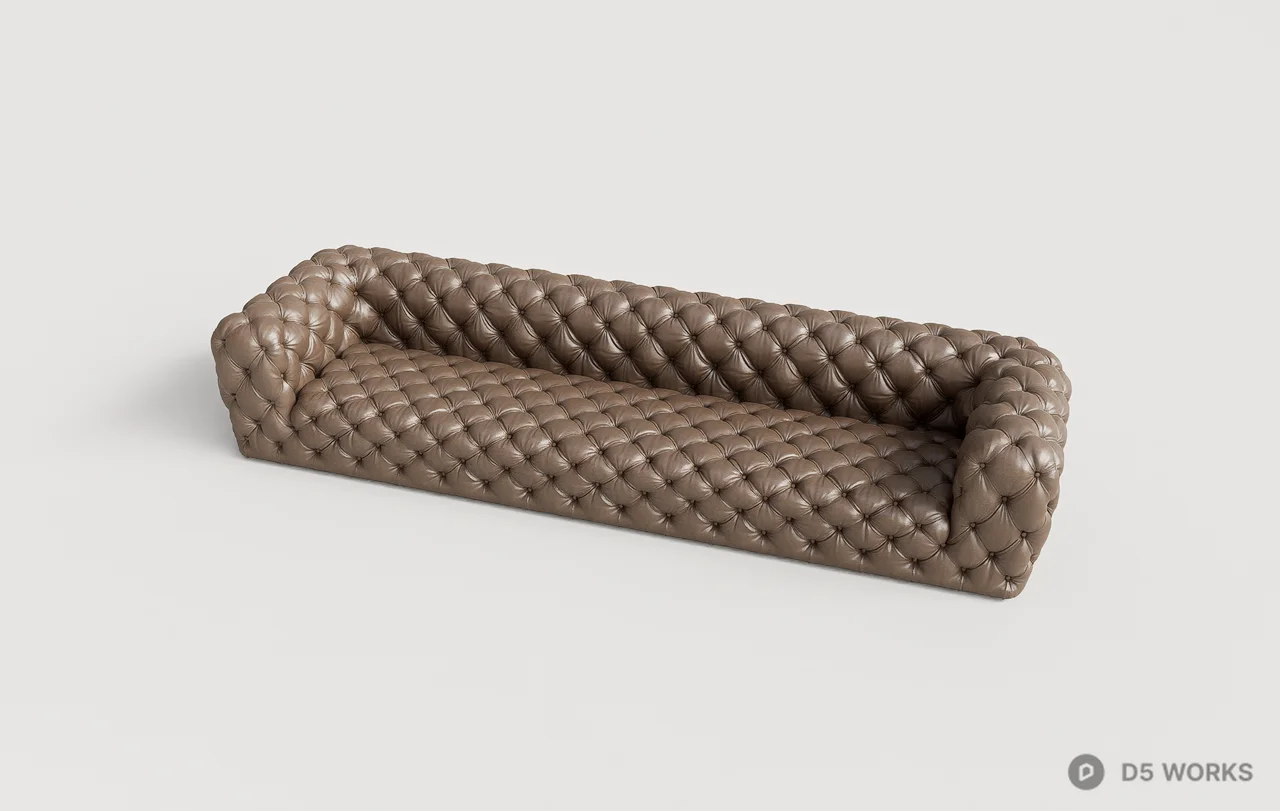 Tufted Leather Three-Seater Sofa 3d model thumbnail 6