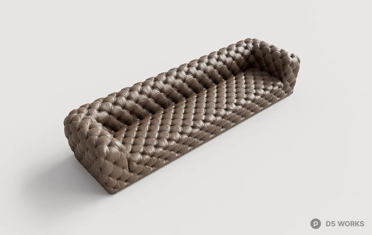 Tufted Leather Three-Seater Sofa 3d model thumbnail 7