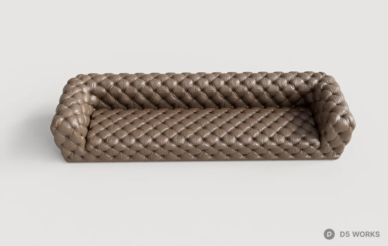 Tufted Leather Three-Seater Sofa 3d model thumbnail 5