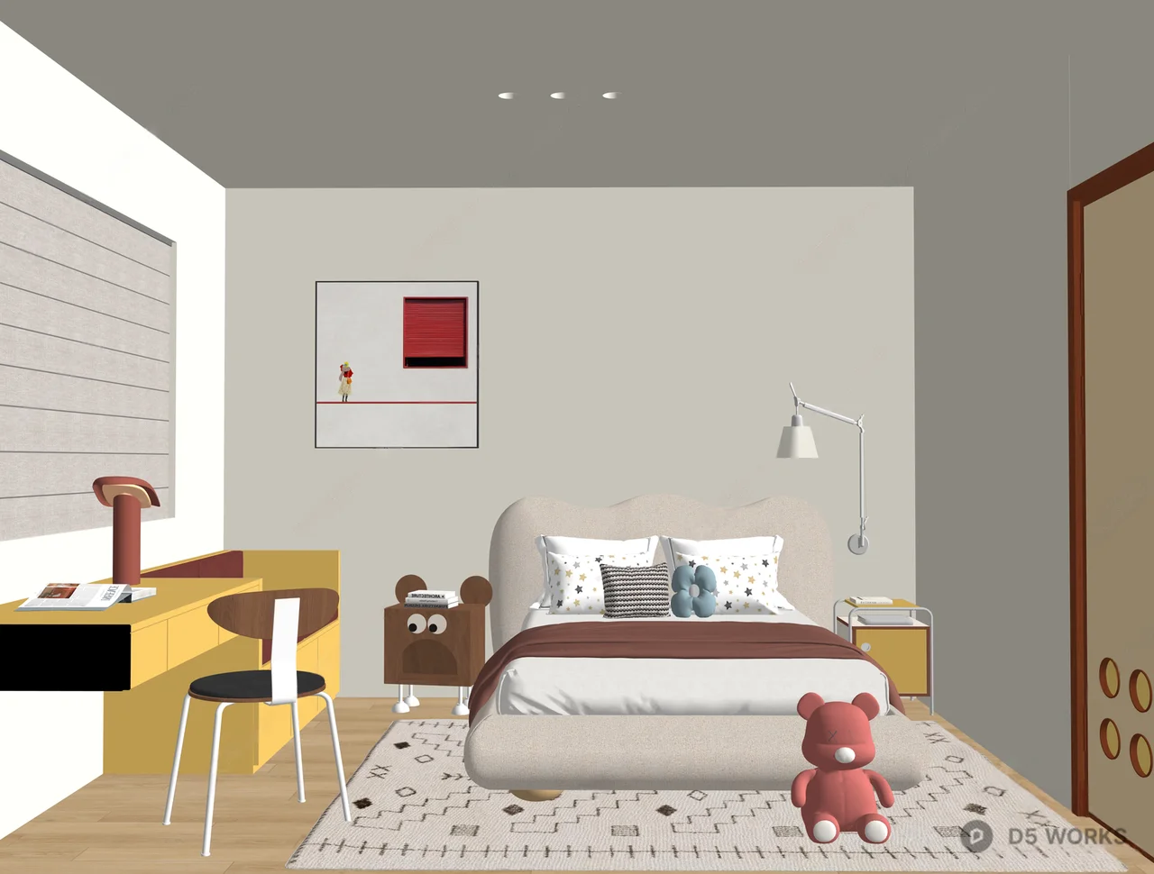 Modern Playful Children Bedroom Interior 3d model thumbnail 2