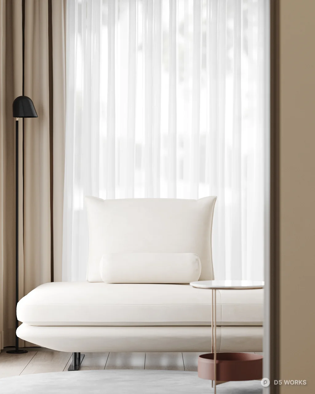 Minimalist Bedroom with Integrated Lighting 3d model thumbnail 2